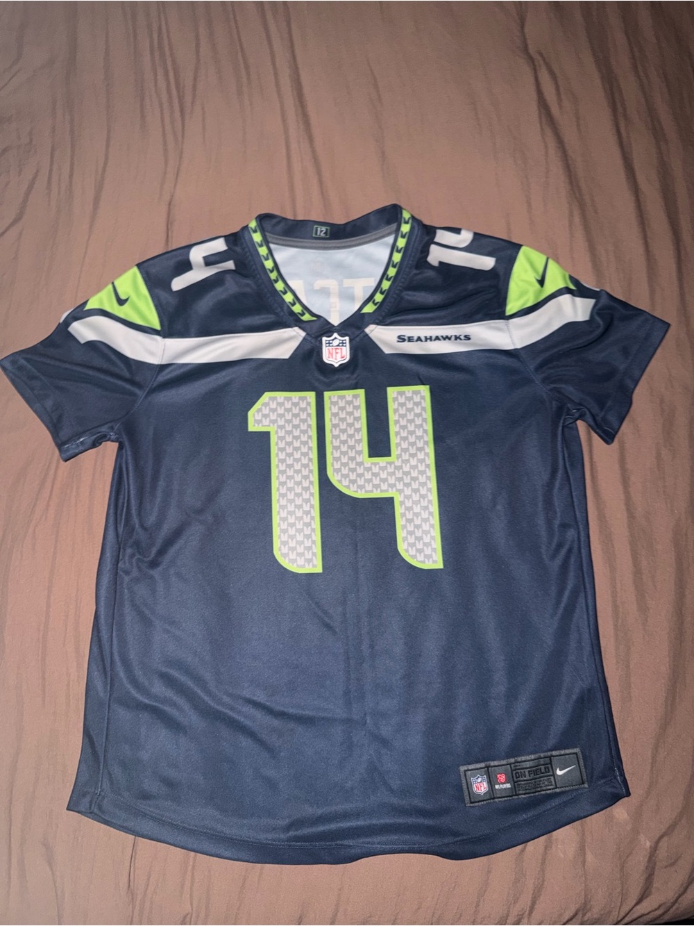 Nike Seattle Seahawks Navy and Volt #14 Authentic Football Jersey